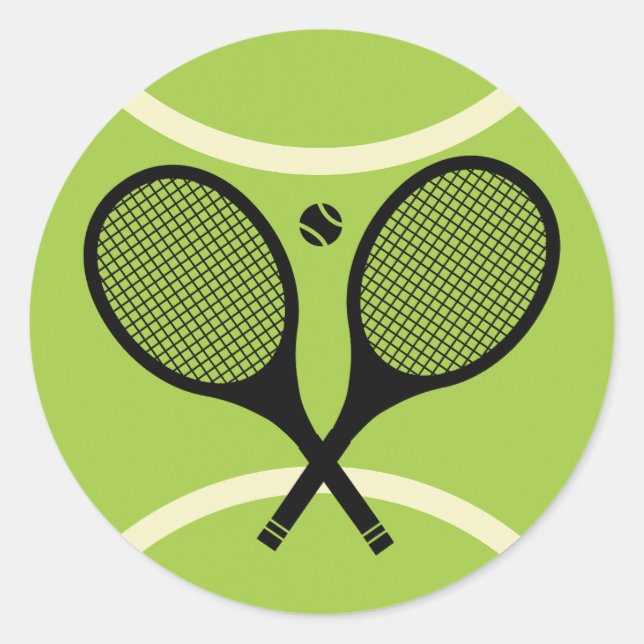 Modern Tennis Rackets Ball Classic Round Sticker (Front)