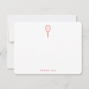 Modern Tennis Star Pink and White Thank You Note