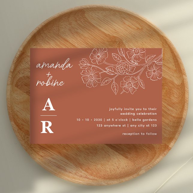 Modern Teracota Elegant Wedding  Invitation (Creator Uploaded)