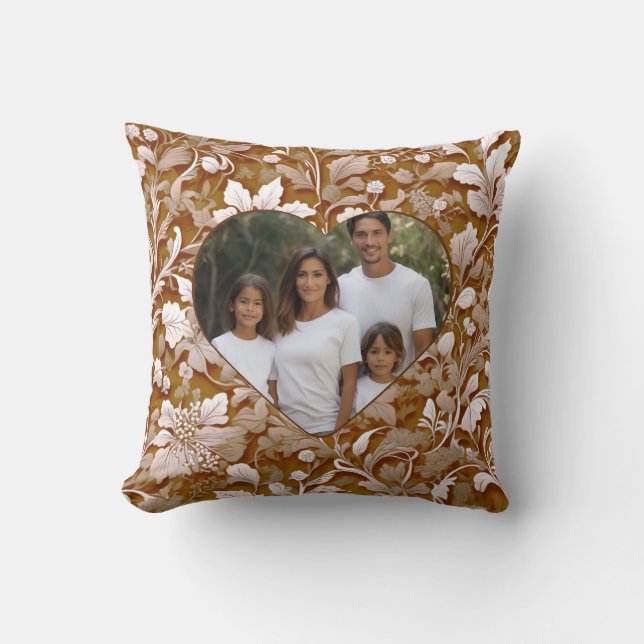 Modern Terra cotta Burnt Orange botanical photo  Cushion (Front)