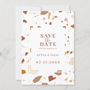 Modern Terra-cotta Terrazzo Save The Date Announcement