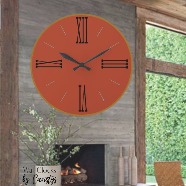 Modern Terra Cotta with Gold Trim Large Clock (Creator Uploaded)