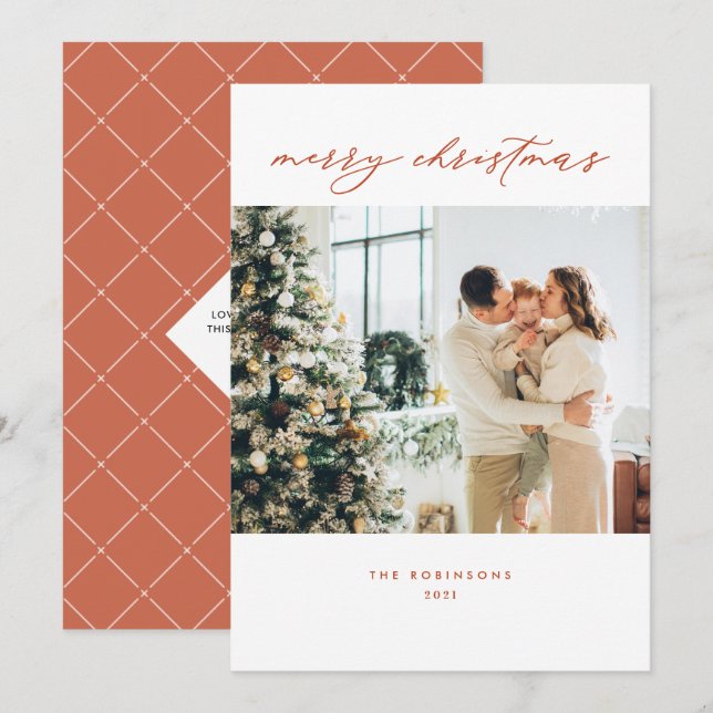 Modern Terracota Elegant Christmas Photo Holiday C (Front/Back)