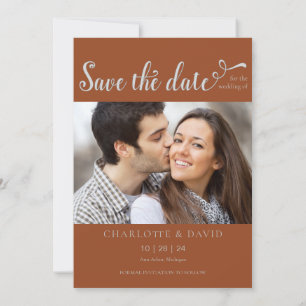 Modern Terracotta 2 Photo Wedding Save The Date