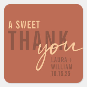 Modern Terracotta A Sweet Thank You Square Sticker
