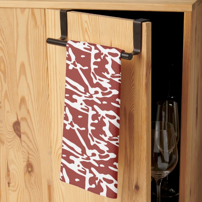 Modern Terracotta Abstract Kitchen Towel (Thirds Fold)