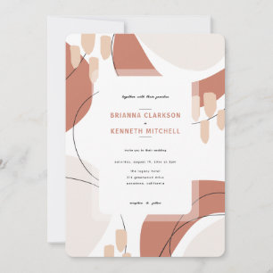 Modern Terracotta Abstract Rounded Corner Wedding Invitation