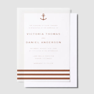 Modern Terracotta Anchor Nautical Wedding Vellum Invitations