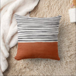 Modern Terracotta and Black Stripes  Cushion<br><div class="desc">Earthy tone terracotta and black stripes throw pillow.</div>