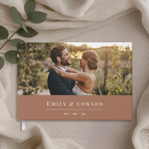 Modern Terracotta and Brown Wedding Photo Guest Book