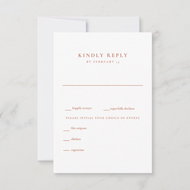 Modern Terracotta and White Wedding RSVP (Front)