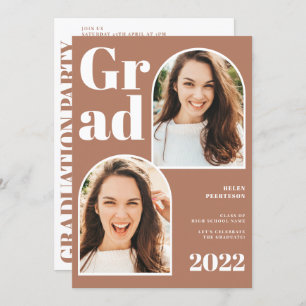 Modern terracotta arch 3 photos graduation invitation