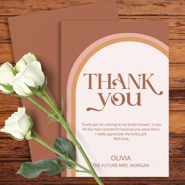 Modern Terracotta Arch Bridal Shower Thank You Card (Creator Uploaded)