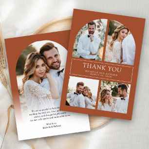 Modern Terracotta Arch Photo Collage Wedding Thank You Card