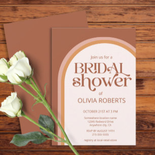 Modern Terracotta Arch Typography Bridal Shower Invitation