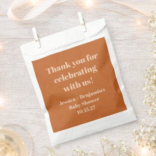 Modern Terracotta Baby Shower Custom Thank You Favour Bags