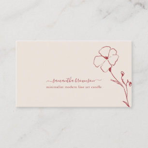 Modern Terracotta Beige Floral Botanical Line Art Business Card