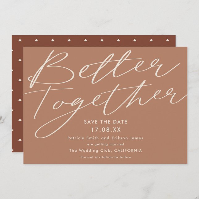 Modern terracotta better together save the date (Front/Back)