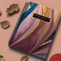 Modern terracotta blue glitter rose gold monogram