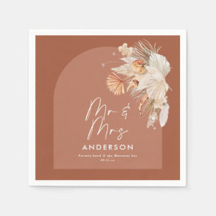 modern terracotta bohemian pampas grass Mr & Mrs Napkin