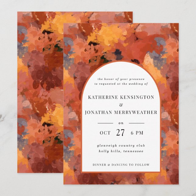 Modern Terracotta Boho Arch Wedding  Invitation (Front/Back)