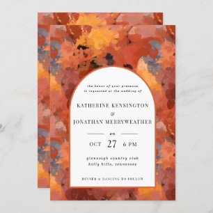 Modern Terracotta Boho Arch Wedding  Invitation