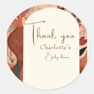 Modern Terracotta boho baby shower Classic Round Sticker