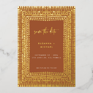 Modern Terracotta Boho Frame Wedding Save Date