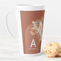 Modern terracotta botanical palm pampas grass cof