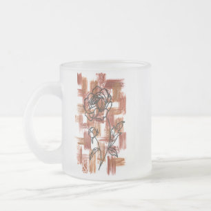 Modern Terracotta Brushstrokes and Ink Rose Froste Frosted Glass Coffee Mug