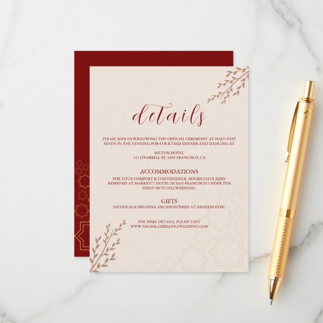 Modern Terracotta Burnt Orange Boho Wedding Enclosure Card (Front/Back In Situ)