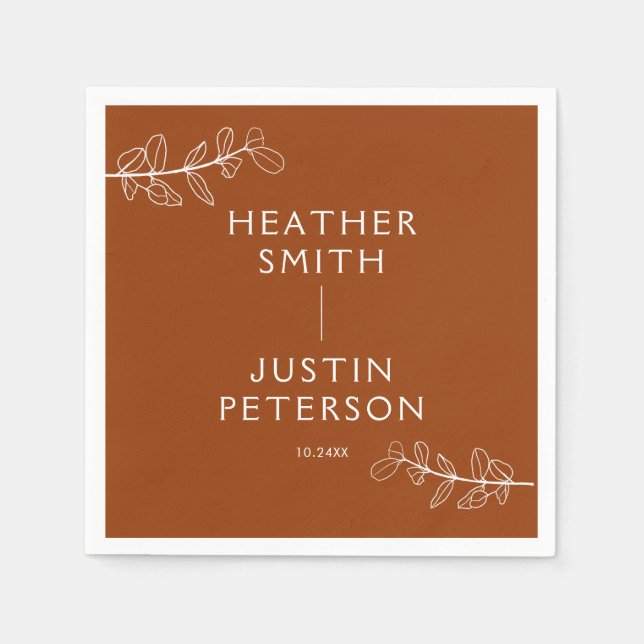 Modern Terracotta Burnt Orange Boho Wedding Napkin (Front)