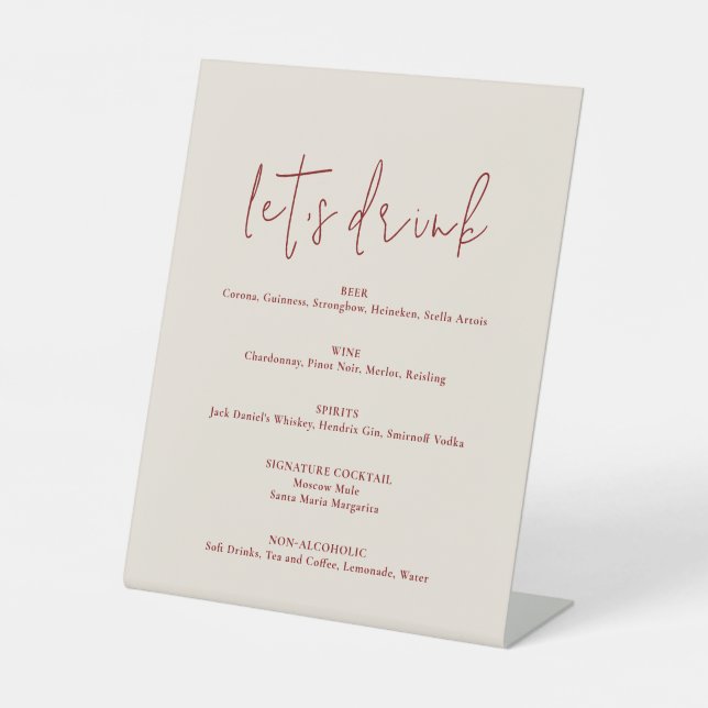 Modern Terracotta Burnt Orange Boho Wedding Pedestal Sign (Front)