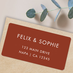 Modern Terracotta   Burnt Orange Rust Wedding Label