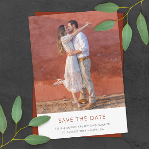 Modern Terracotta Burnt Orange Rust Wedding Save The Date