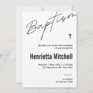 Modern Terracotta Calligraphy Baptism Invitation