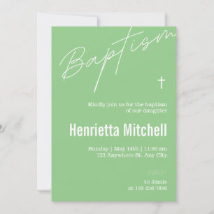  Modern Terracotta Calligraphy Baptism  Invitation