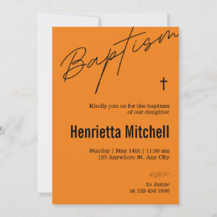  Modern Terracotta Calligraphy Baptism  Invitation