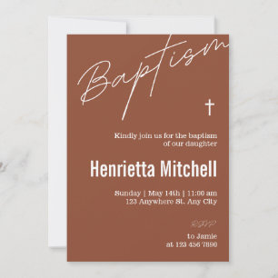  Modern Terracotta Calligraphy Baptism  Invitation