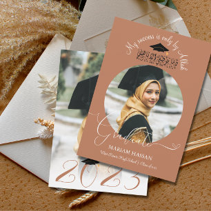 Modern Terracotta Calligraphy Muslim Graduation Invitation