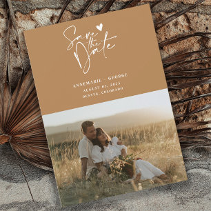 Modern Terracotta Calligraphy Script Photo Save The Date