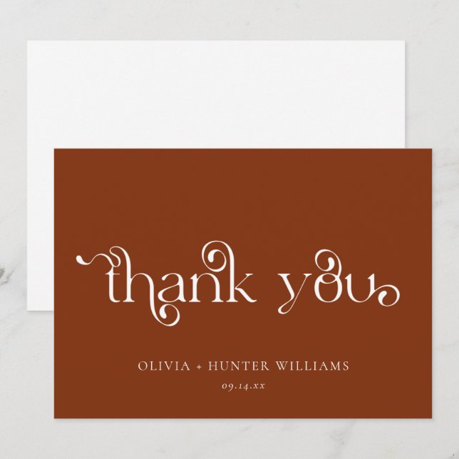 Modern Terracotta Calligraphy Thank You Card (Front/Back)