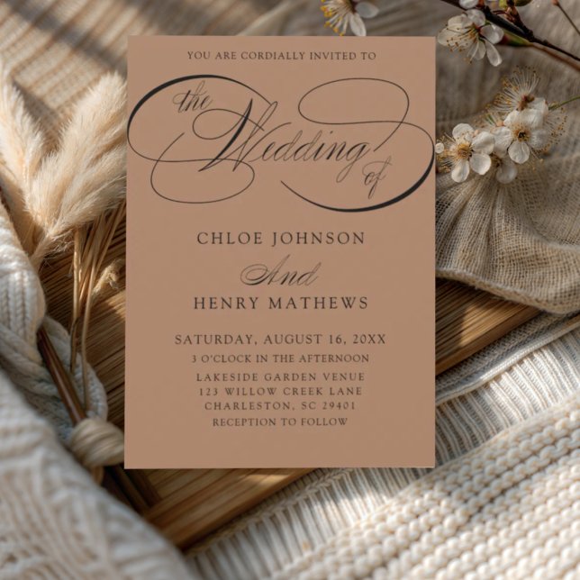 Modern Terracotta Classic Calligraphy Wedding Invitation (Creator Uploaded)