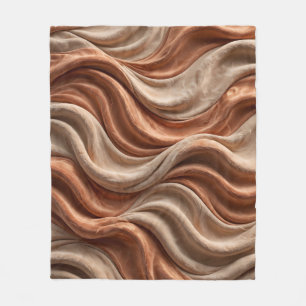 Modern Terracotta Copper Wave Fleece Blanket - Lux