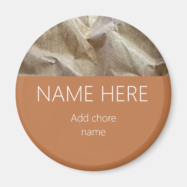 Modern Terracotta Crinkled Paper Name Chore Magnet (Front)