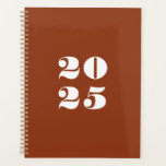 Modern terracotta custom year stylish typography planner<br><div class="desc">Minimalist terracotta and white modern bold stylish typography numbers custom year Planner. 
Custom white text,  numbers,  terracotta solid plain background.
You can personalised it with your initials,  monogram,  year,  etc or just delete the text,  and leave the solid plain black colour.</div>