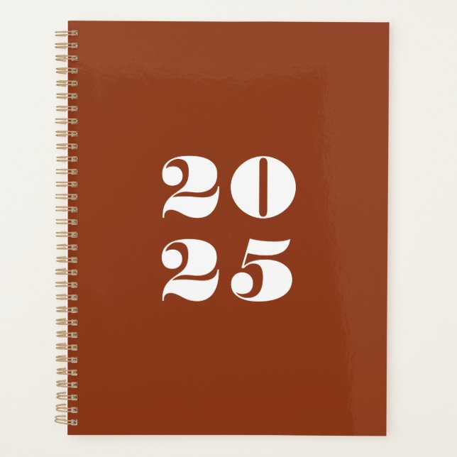 Modern terracotta custom year stylish typography planner (Front)
