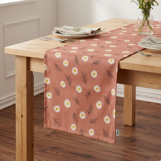 Modern Terracotta Daisy Scatter Table Runner (Creator Uploaded)