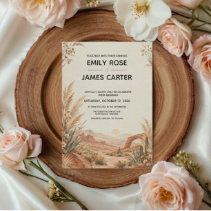 Modern Terracotta Desert Boho Wedding Invitation