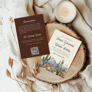 Modern Terracotta Desert Cactus All in One Wedding Invitation